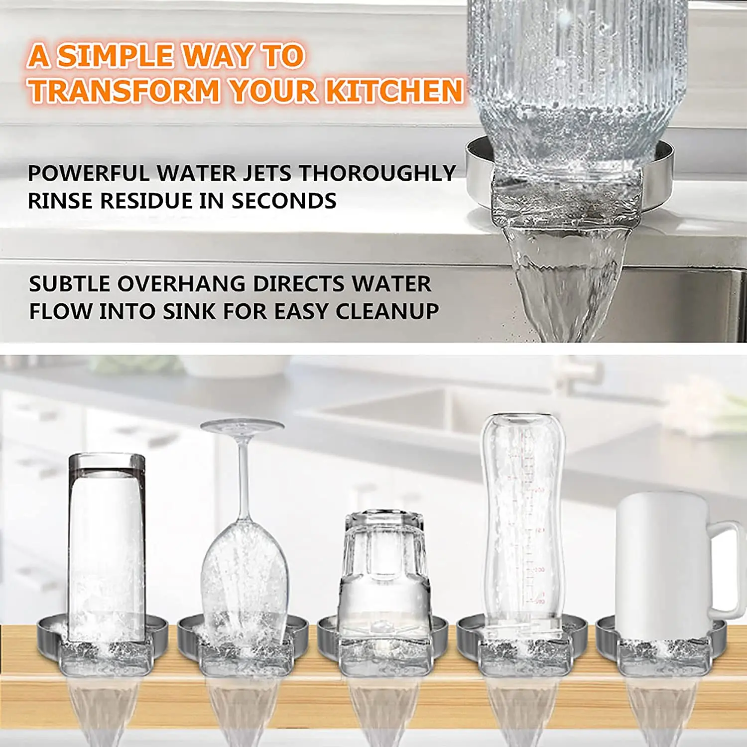 Description Picture 3 of itemCoffee Pitcher Glass Cup Wash Automatic Stainless Steel Pressure Spray Washer Cup Tool Cleaning Faucet Bar Rinser Kitchen Sink