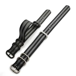 Durable NATO Thick Nylon Canvas Watch Strap - Men's Wristband Accessory in Multiple Sizes - 18mm (Two Black Clasp)