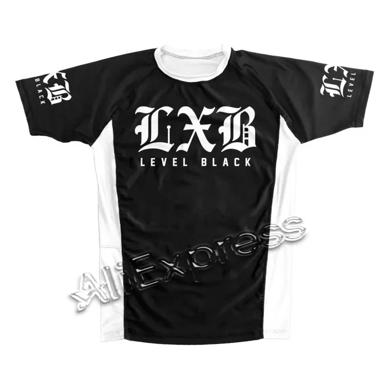 Sommer Schwarzer Rash Guard Schnelltrocknendes Gym-T-Shirt Schwarzes Jersey-T-Shirt Ranked V2 Nivel Negro Rash Guard Top für Erwachsene/Kinder – Detail 11