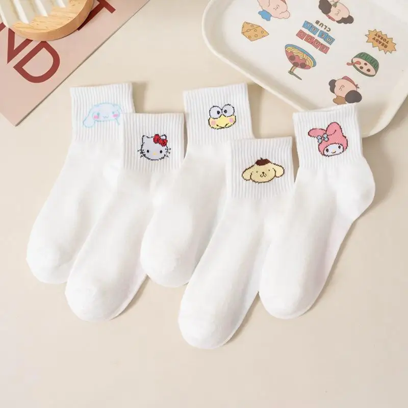

Sanrio Hellokitty Mymelody Cinnamoroll Pom пурин белые хлопковые бриллиантовые спортивные удобные дышащие Повседневные носки