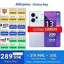 [30€ dto. Código: CDES30] Xiaomi Redmi Note 13 Pro+ 5G Smartphone 8+256GB, MTK Dimensity 7200-Ultra, Pantalla AMOLED de 6.67