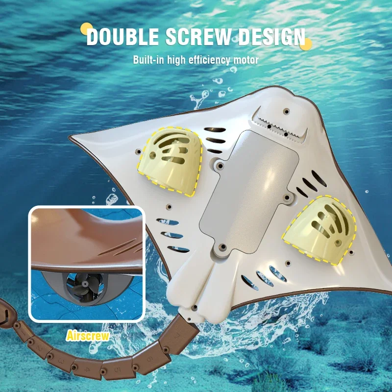 Rc Boat 2.4G Remote Control Animal Wiith Light Biomimetic Simulation Radio-Control Manta Electric Water Toys Children Gift 3
