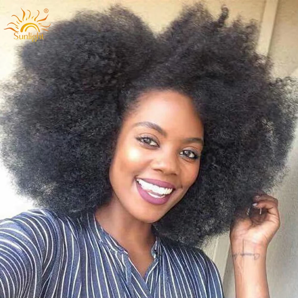 Mongolo Crespo Ricci Parrucca Corta Parrucca Bob Parrucca Pre Colto Parrucche Del Merletto 150% La Luce Del Sole Remy Breve 4x4 Chiusura Parrucche per Le Donne Con I Capelli Del Bambino