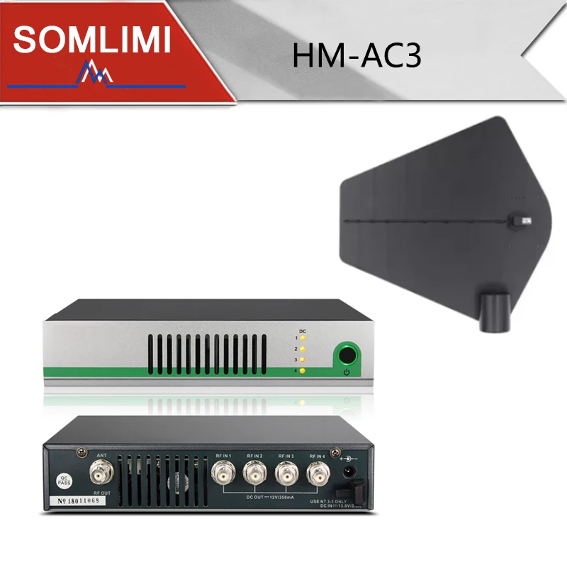 

SOMLIMI 500-950MHz UHF Wireless System Ctive Transmitter Combiner For In Ear Monitor Microphone Antenna Signal Amplifier