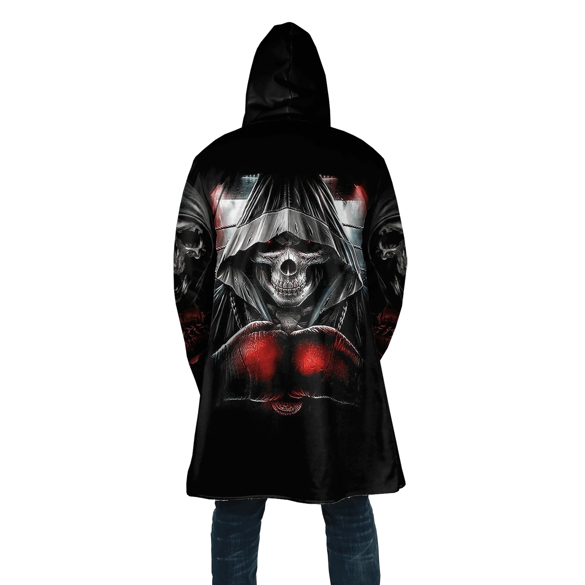 PLstar Cosmos Herren-Umhang, Totenkopf, Teufel, Tattoo, 3D-Allover-bedruckter Fleece-Kapuzenumhang, Unisex, lässig, dick, warm, Umhang, Mantel PF71 – Detail 33
