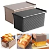 Rectangle Pullman Loaf Pan with Lid 1lb Non-Stick Bread Baking Pan Carbon Steel Corrugated Toast Box Toast Mold for Oven Baking 2