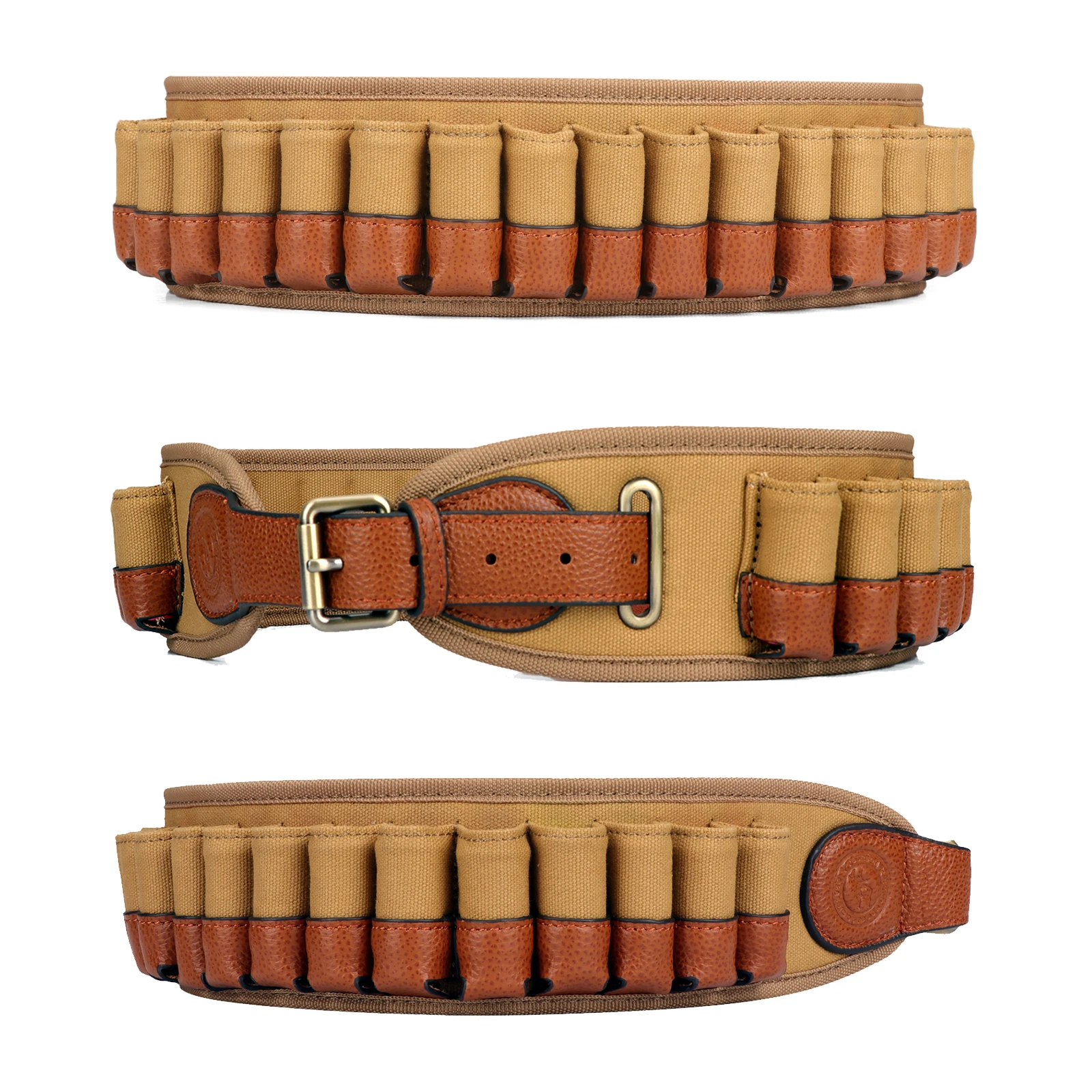 Tourbon Hunting Bandolier Gun 12 Gauge Ammo Bullet Cartridges Belt Canvas Leather Ammunition Holder for Shooting 33&lsquo;&rsquo;-48&lsquo;&rsquo; ammo pouch ammunition bag