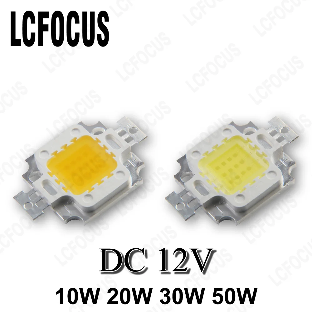 Lampadina Led Dc 12V 10W 20W 30W 50W Luce Calda Luce Bianca 3000K 6000K Cob Led Chip Diodo Emettitore Di Luce Senza Driver Per Faretti Proiettori