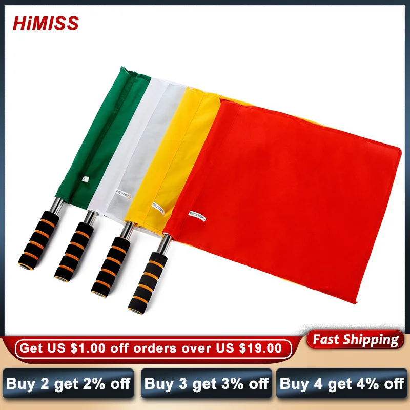 

Colorful Referee Flag 4 Colors Anti-slip Sweat Absorption Reusable Sports Match Football Linesman Flags