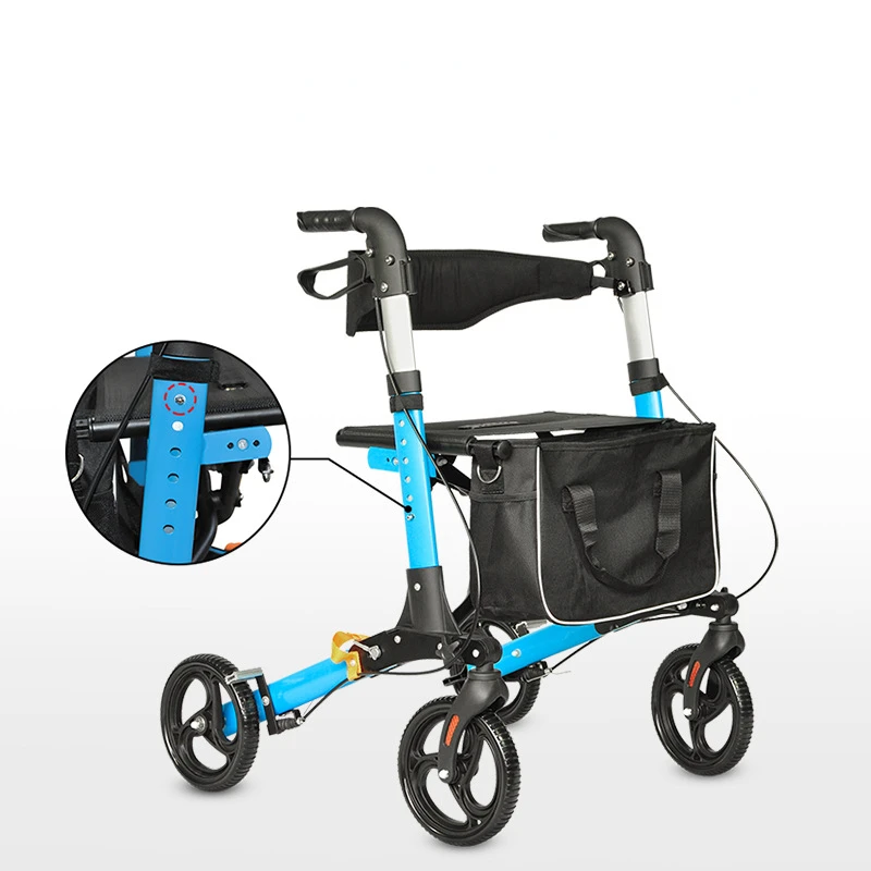Deambulatore Rollator In Alluminio Leggero Con Freno Carrello Pieghevole Da Viaggio Per Anziani, Carrello Della Spesa A Quattro Ruote, Scooter Nuovo