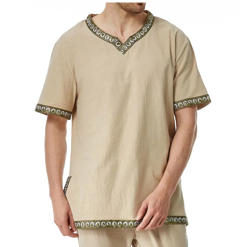 

Vintage Warrior LARP Shirt Men Medieval Gothic Renaissance Tunic Viking Knight Pirate Shirts Men Party Halloween Costume Homme