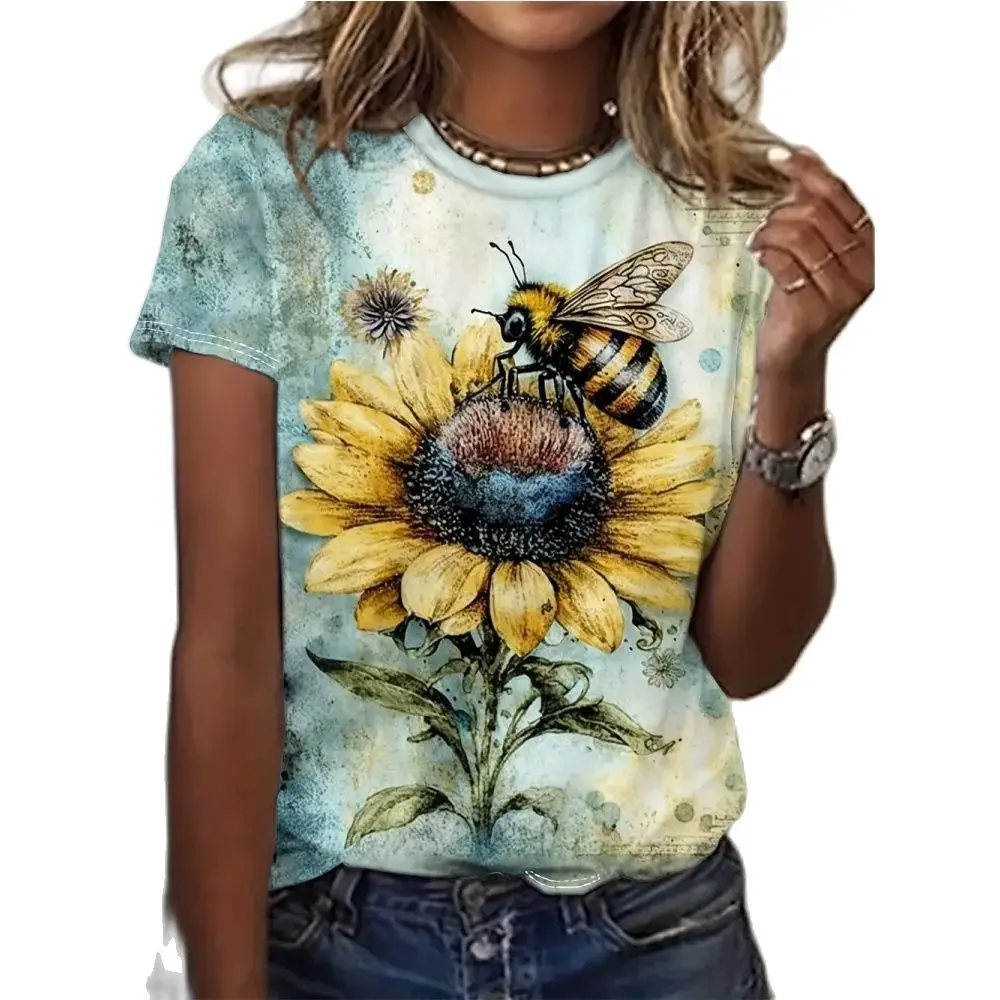 

Women's T-Shirts Cartoon Characters 3d Print Rose T-Shirt Harajuku Casual Short Sleeve Top Tee O Neck Oversized Female Clothing