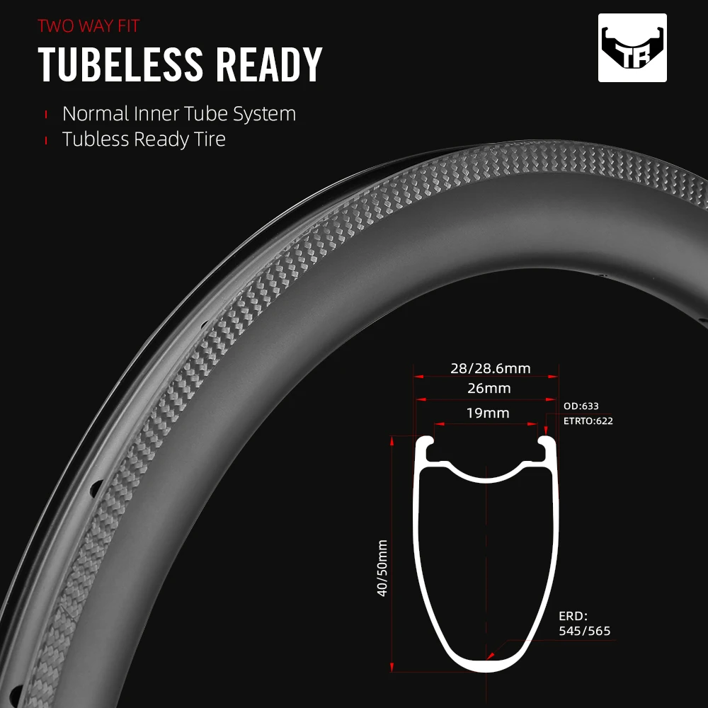 Etrto 40mm Rim Tire Size RYET 700C T1000 Carbon Rim Brake Wheel V