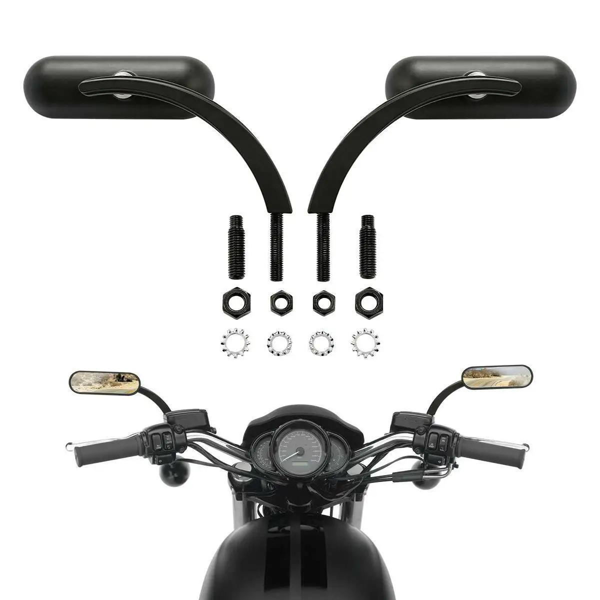 

Motorcycle Mini Oval Rearview Mirrors For Harley Dyna Electra Glide Night Train Fatboy Sportster XL883 XL1200 Softail Road King