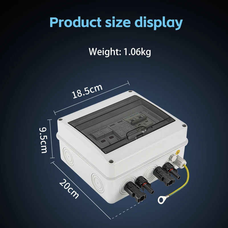 Solar photovoltaic PV Combiner Box With Lightning Protection 1 input 1 out DC 600V Fuse MCB SPD Waterproof Box IP65 Wholesale images - 6