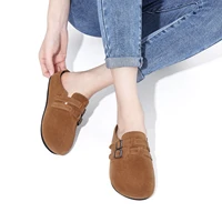 Evshine Sabots en daim pour femme avec double boucle Diapositives de plage antidérapantes Chaussures de pommes de terre classiques Mules plates confortables à semelle intérieure souple 3