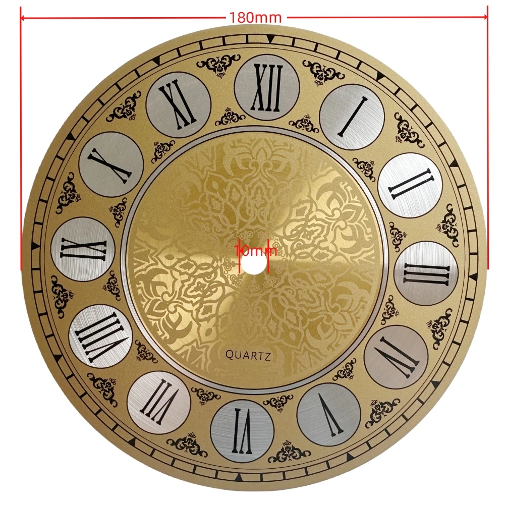 Wall Clock 180mm DIY Quartz Vintage Aluminium Metal Wall Clock Dial Face Room Decor Roman Numeral Bedroom Living Room