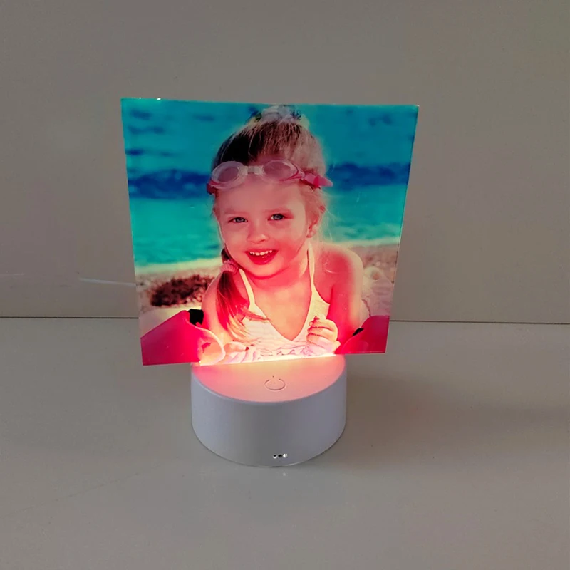 Sublimation Blank Acrylic Photo Frame Night Lamp Heart/ Round DIY Birthday  Anniversary Gift Bedroon Decoration 3Colors Light