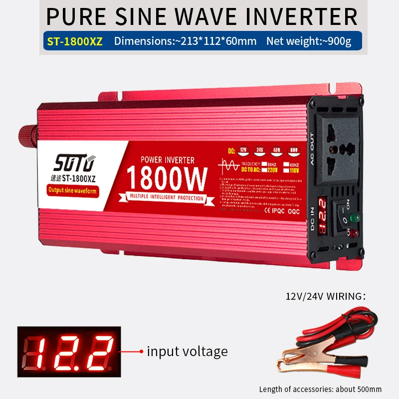 conversor de potência de onda senoidal pura 1600w 2200w 3000w