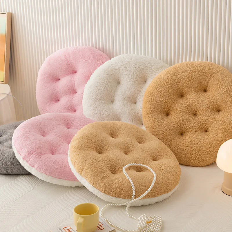 Lamb Velvet Chair Cushion Round Super Soft Ground Buttocks Futon Bedroom Bay Window Tatami Stool Cushion Thickened Decoration 4