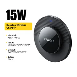 Essager 15W Wireless Charging Dock for Smartphones and Accessories (15W black)