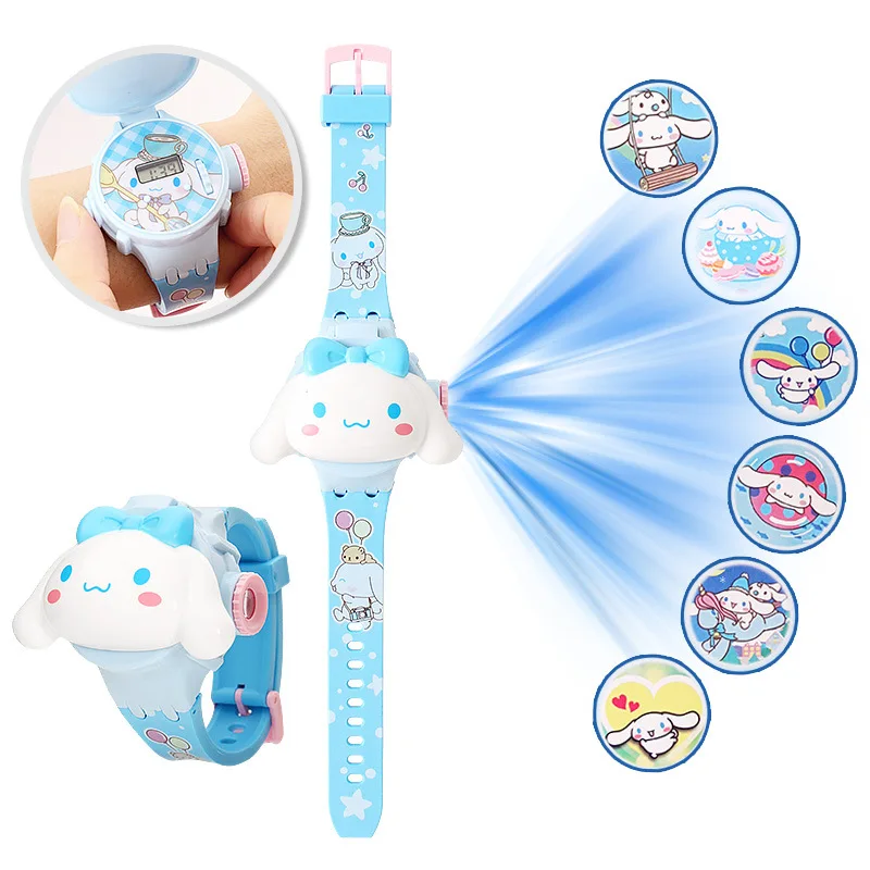 3D Pattern Projection Hello Kitty Girls Watches Children New Cartoon Kuromi LED Watch Kids Toys Wristband Clock Gift 5