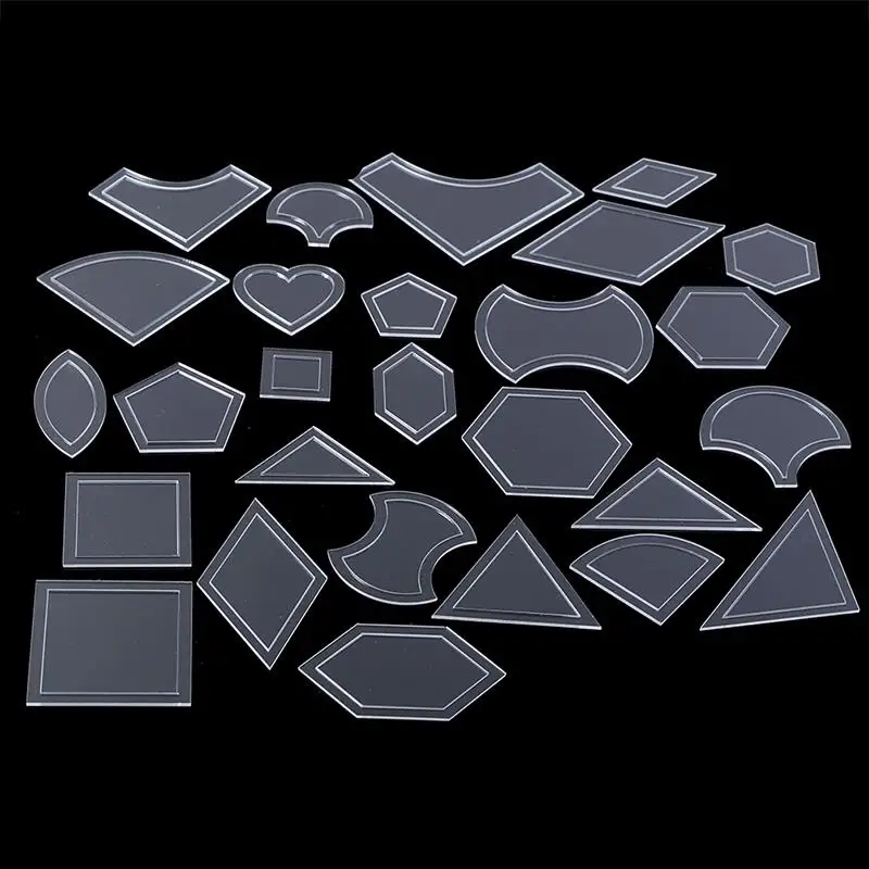 Sewing Template 54pcs/set Transparent Acrylic Quilting Templates Sewing Stencils Craft Patchwork Ruler Handmade DIY Sewing Styling Tool