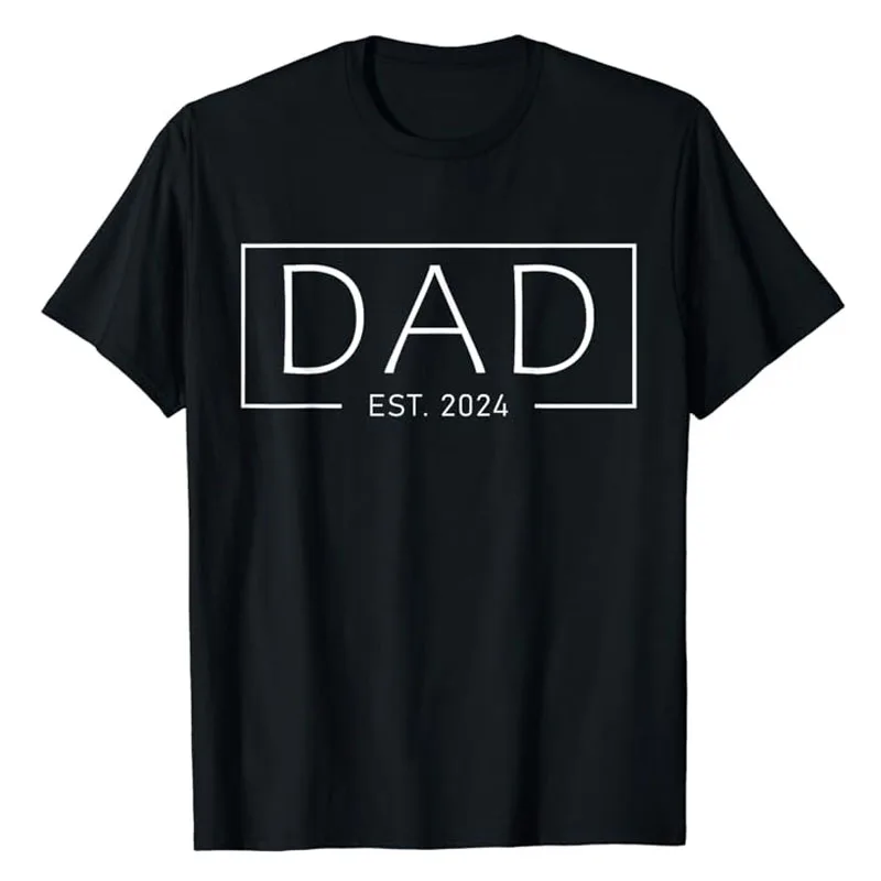 

Dad Est 2024 Soon To Be Dad Pregnancy Announcement T-Shirt Daddy Established Est-2024 Father's Day Men Husband Saying Tee Tops