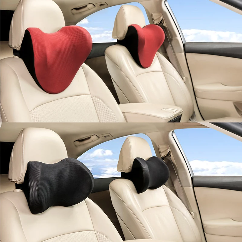 2Pcs Wine Red Breathable Neck Pillows For Honda – Soft Leather Headrest Cushions