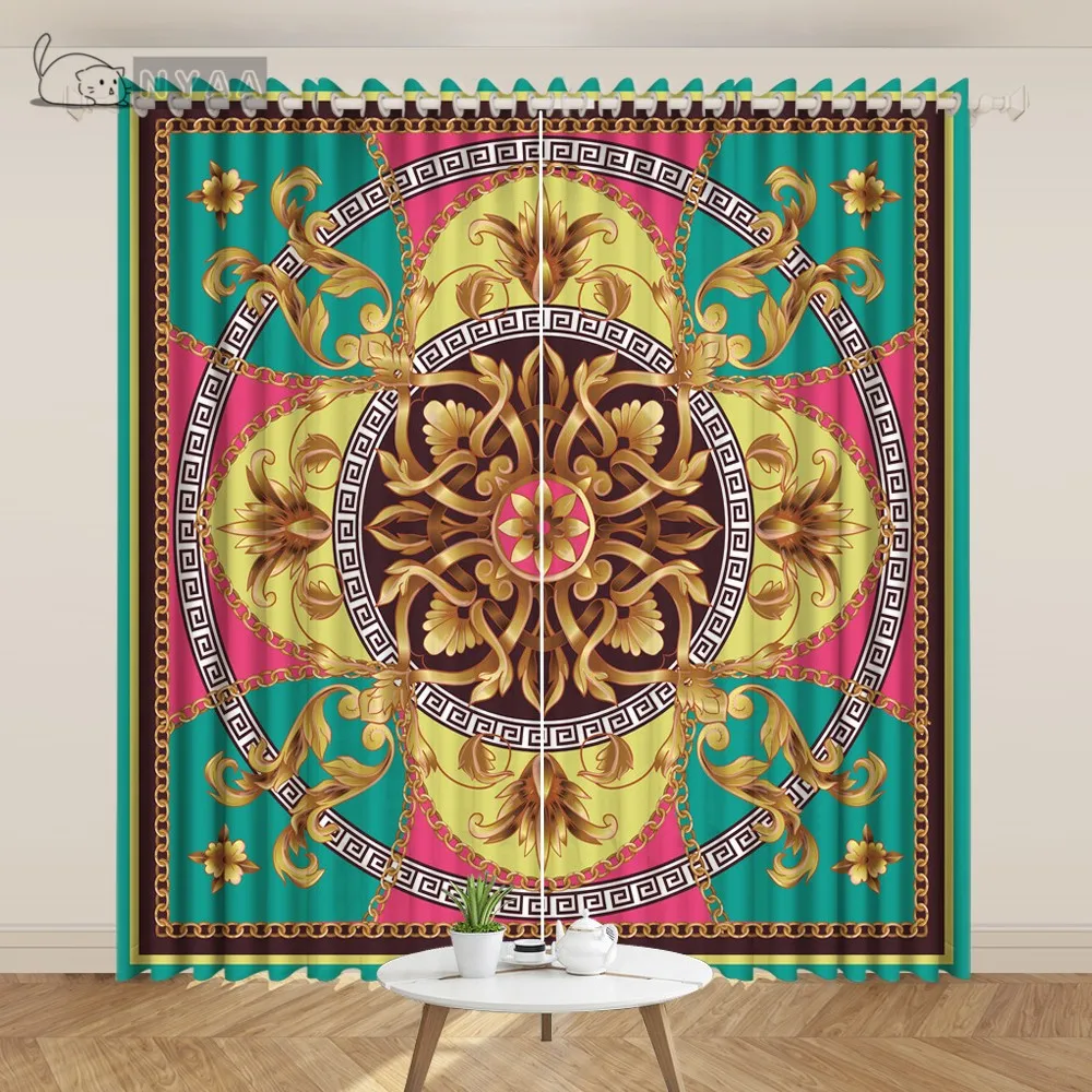 

Luxury Curtain Studio Rococo Style Pattern Living Room Bedroom Kitchen European Luxurious Curtain Custom Door Curtain GrommetTop