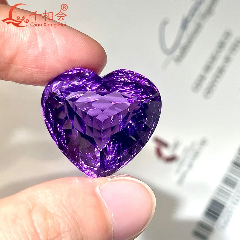 43ct heart-cut millennium natural amethyst, GRC-certified, perfect for stunning jewelry designs.