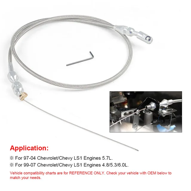 36" Universal Stainless Steel Throttle Cable For Chevy LS1 4.8L 5.3L 5.7L 6.0L 9 thumbnail image