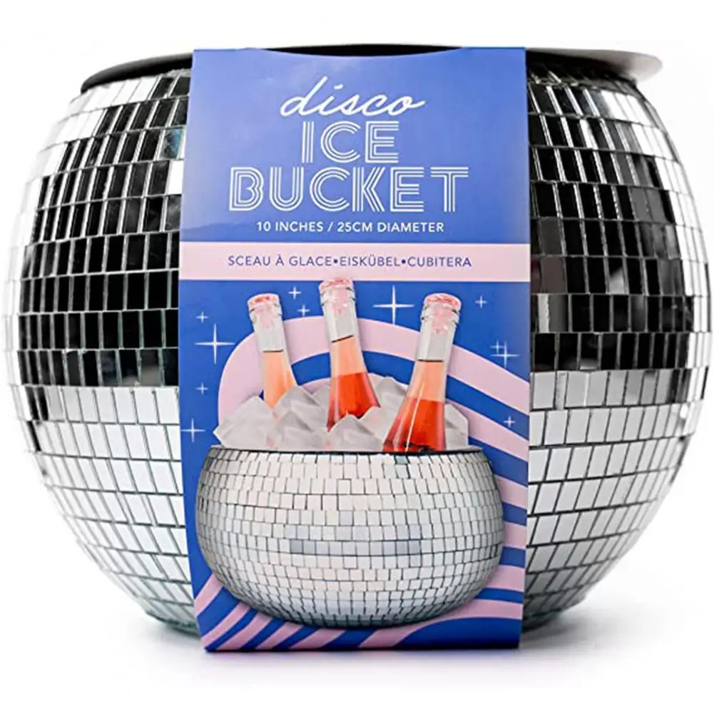 Flash Ice Bucket Disco Ball Shape Prism Load Bearing Large Capacity Cold Resistant Glass Mirror Disco Ice Bucket Party Supply