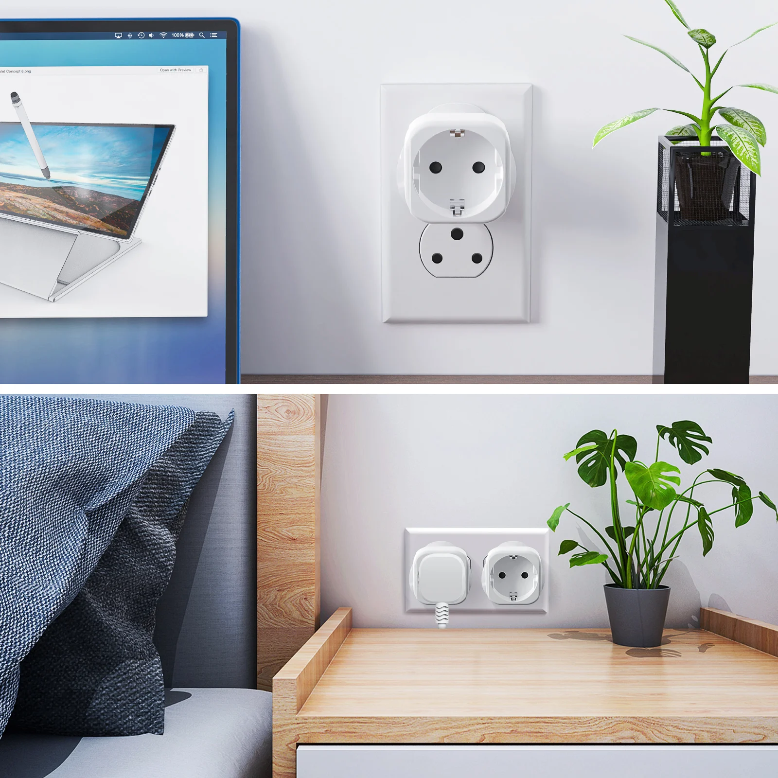 Dual Pack South Africa Type M Plug Adapter - Round 3-Pin Power Converter Socket