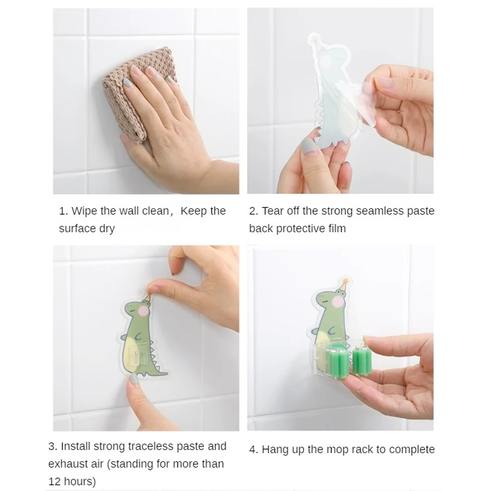 Mop Holder Self-adhesive Broom Stand Wall Mounted Mop Support Sweeping Brush Hook Storage Organizer Bathroom Kitchen Accessories