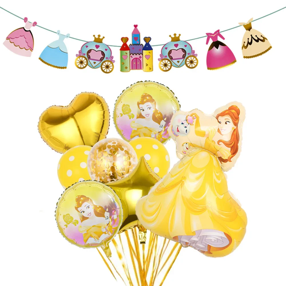 Kit Décoration Anniversaire Cendrillon - Ballons, Nappe, Fond Et Déco