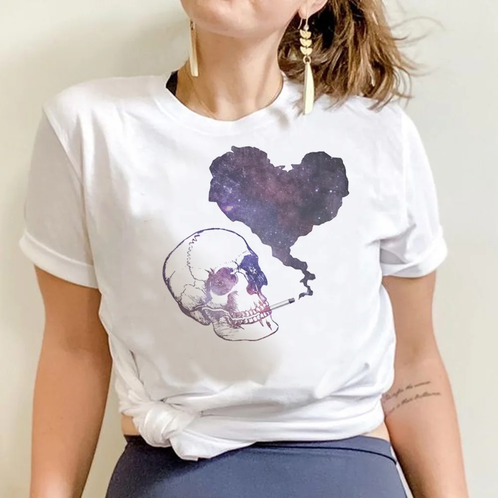 

90s aesthetic skull tshirt women designer Japanese Tee girl streetwear clothing