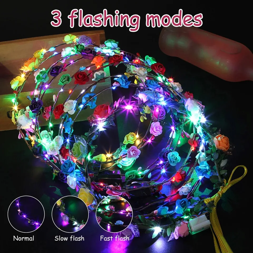 Velo Catrina Kesvb Corona De Flores Iluminada Con Luces LED, Diadema De Girasol Brillante, Tocado De Fiesta, Boda, Novia, Accesorios Para El Cabello Para Mujeres (amarillo Complementos Catrina Mujer