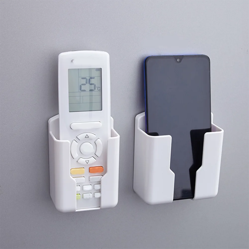 

Remote Control Holder Wall Mounted Box Storage Rack For Household Air Conditioner Phone Holder Universal White 10x6.5x4cm