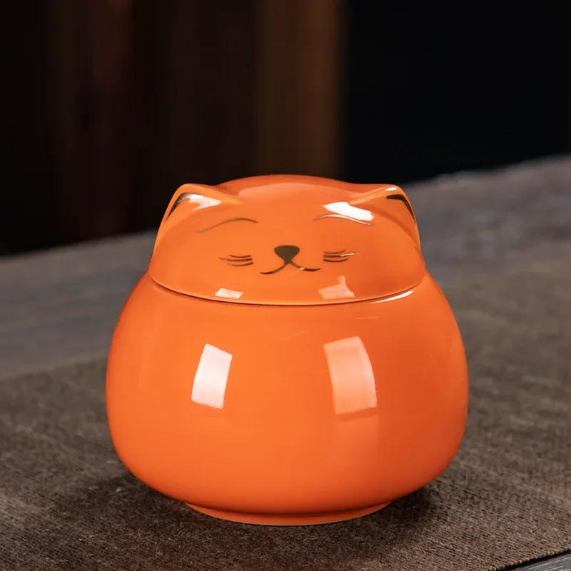 Ceramic Pet Cat Urn Handmade Shaped Animal Memorial Products White Black Decorative Urn Cat for Funeral Memorials Pet Urns cremation urn