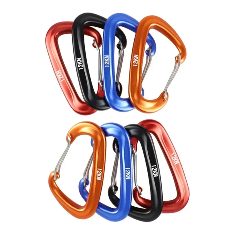 

8 Pcs Professional Carabiners D Shape 12 KN Climbing Carabiner Hooks Outdoor Protective Hammocks Camping Buckle