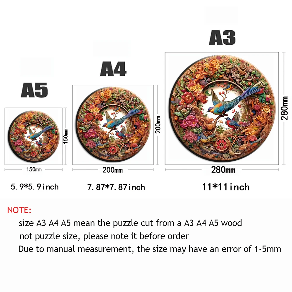 Wooden animal puzzle unique and mysterious circular bird puzzle for adults or children holiday gift interactive game wooden toys 4