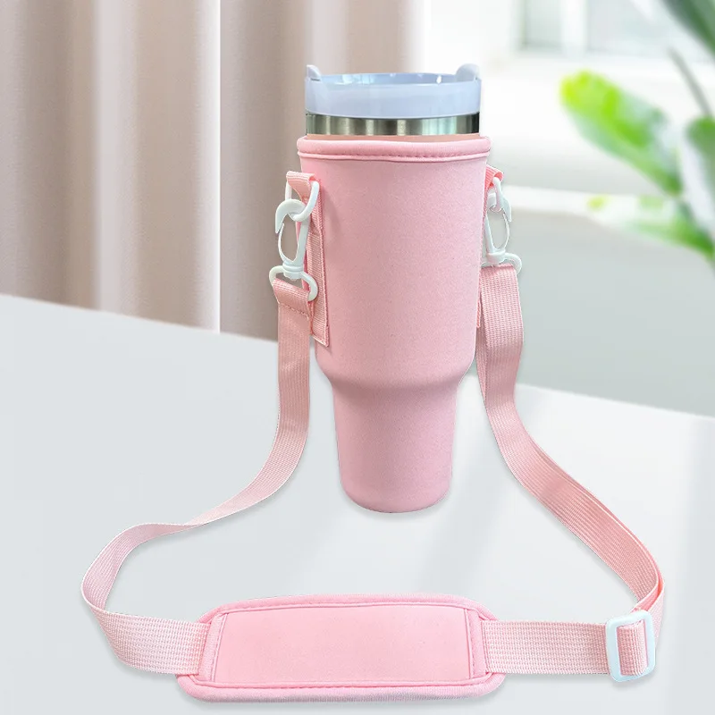 Water Bottle Carrier Bag Fits 40 Oz Tumbler With Handle, Bottle Bag With  Adjustable Shoulder Strap, Neoprene Bottle Holder For Water Bottle  Accessories, Rose Quartz Color