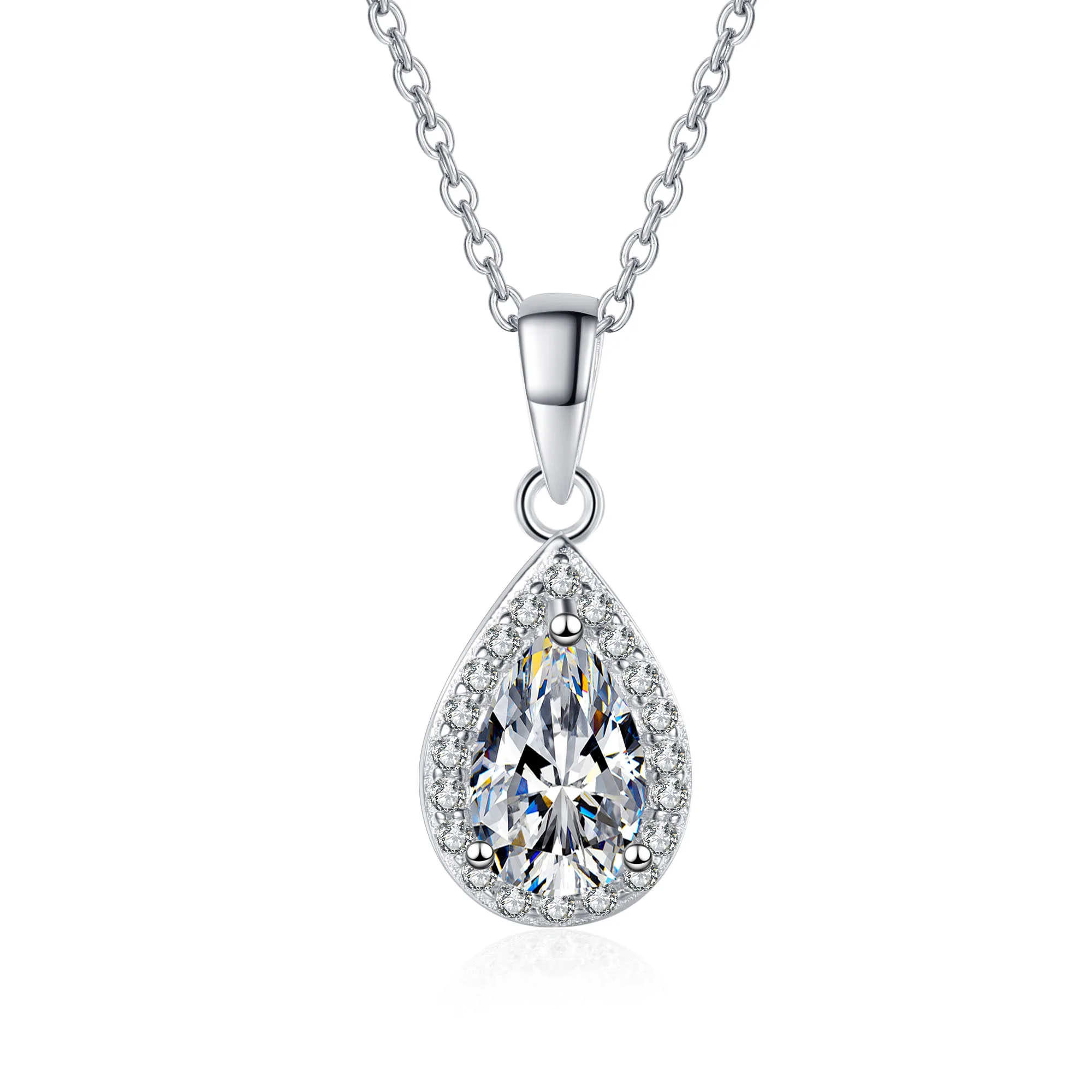 

2024 New 925 Sterling Silver Droplet Necklace Women's Set Diamond Pendant Luxury Fashion Customized Gift