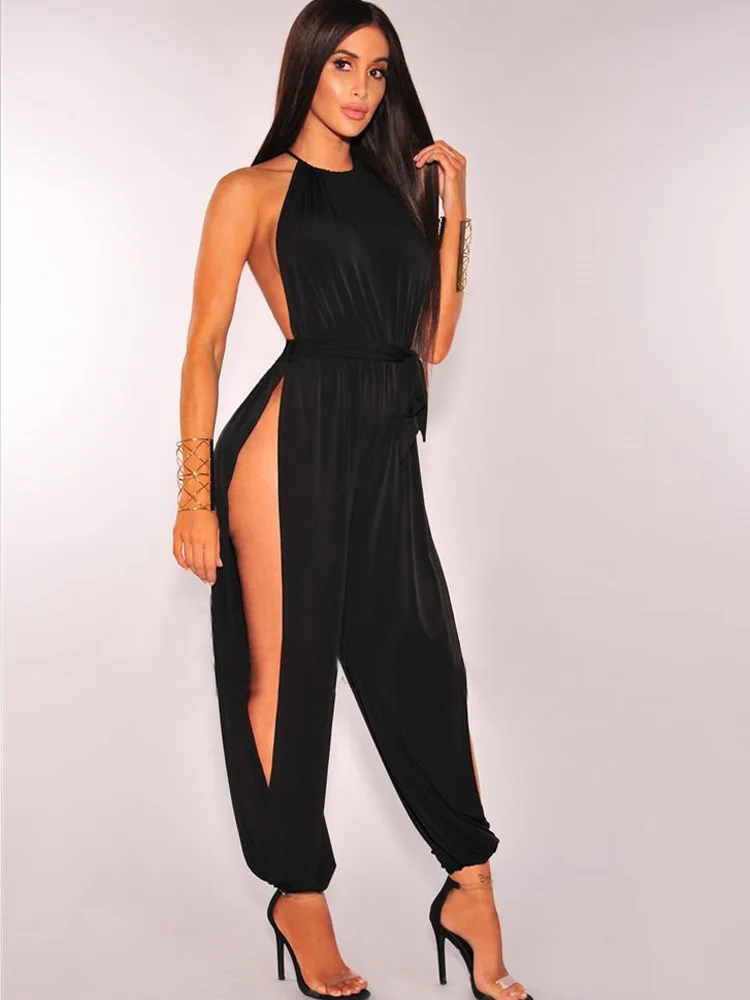 Beyprern Sexy Gold Metallic Slit Leg 