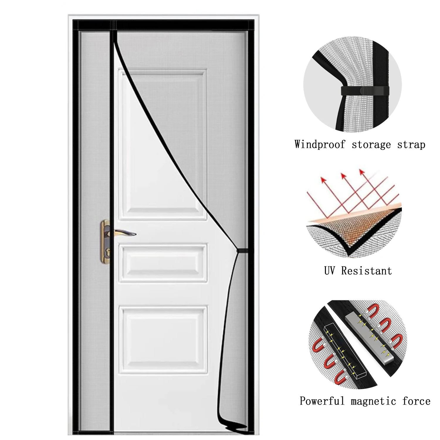 Magnetic screen door, hands-free mesh curtain, child and pet friendly, heavy-duty mosquito net, easy to install，Auto-Close