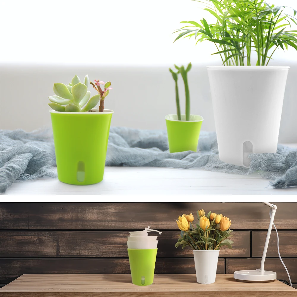 4-sizes Flower Pot Automatic Watering Plastic Growing Container Drainage Hole Self-Watering Nursery Pots Gardening Bonsai for flower pot,hydroponic flower pot,flowerpot gasket,plant pot