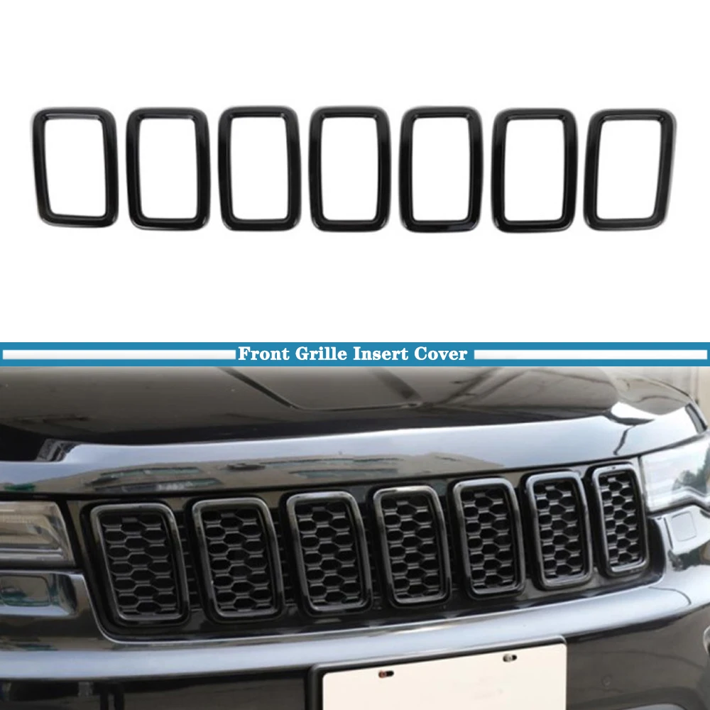

Вставка для передней решетки радиатора, декоративная накладка, наклейка для Jeep Grand Cherokee 2017, 2018, 2019, 2020, 2021, аксессуары для внешней отделки автомобиля, ABS