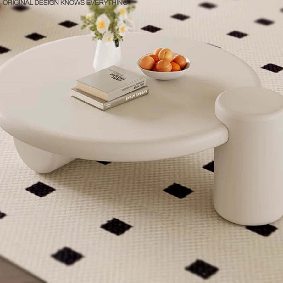 Italian Minimalist Coffee Table Living Room Round Modern Small Aesthetic White Coffee Table Gloss Stolik Kawowy Household Items