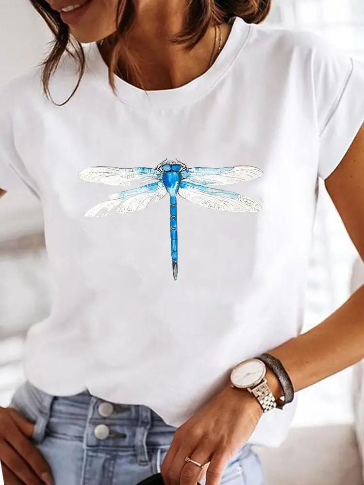 Short Sleeve Fashion Female Graphic Tee Women Print Dandelion Dragonfly 90s Summer Casual Clothes Ladies T Clothing T-shirts